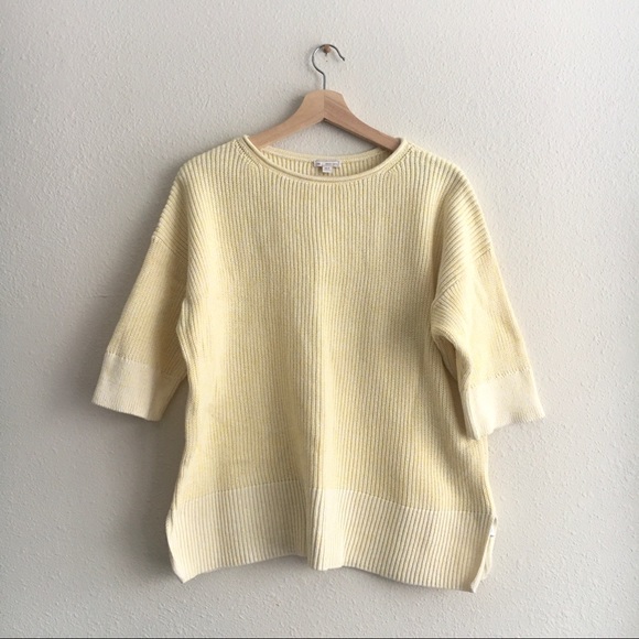 GAP Sweater Short Sleeve Yellow Cotton Oversized - Picture 3 of 8